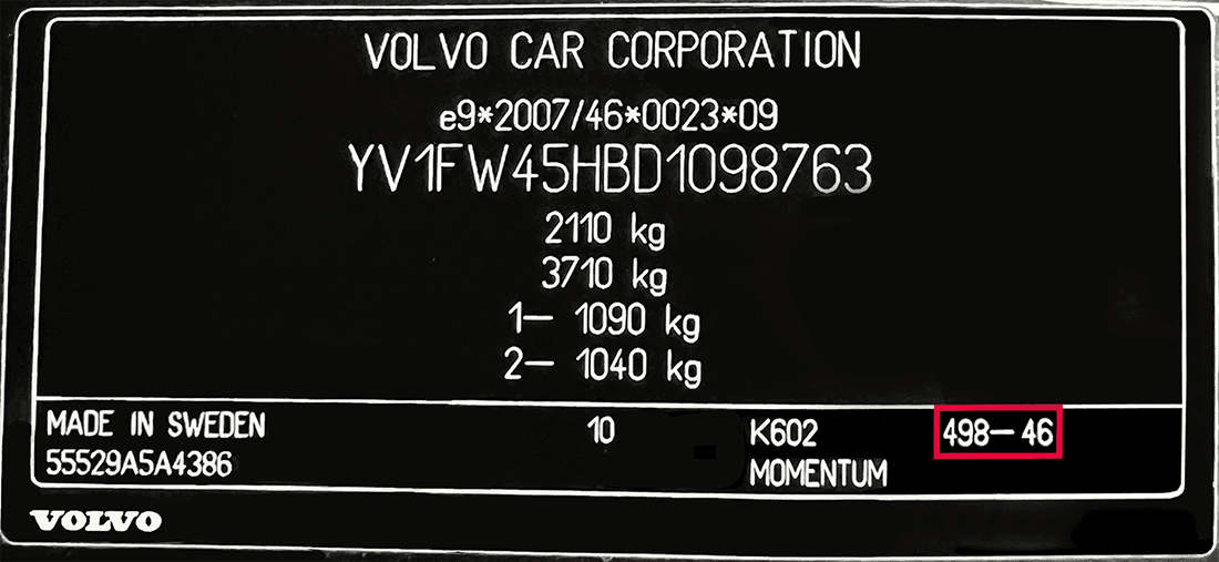 Färgkod på Volvo – exempel på var bilfärgens kod sitter